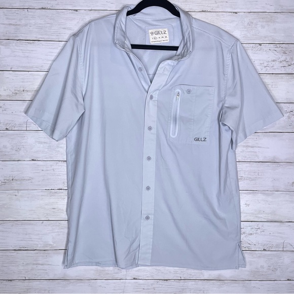 Gillz Short Sleeve Polo Button Up Fishing Shirt Mens Medium - Picture 3 of 6